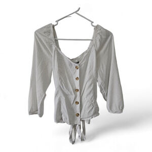 Abercrombie & Fitch Size Medium Lightweight Long Sleeve Button Up Tie White Top